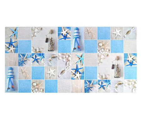 Dekoratív panel, PVC, egzotikus modell, kék és bézs, 96x48,5 cm, Mercaton®