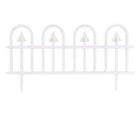 Gard de gradina decorativ, plastic, alb, set 4 buc, 61x32 cm