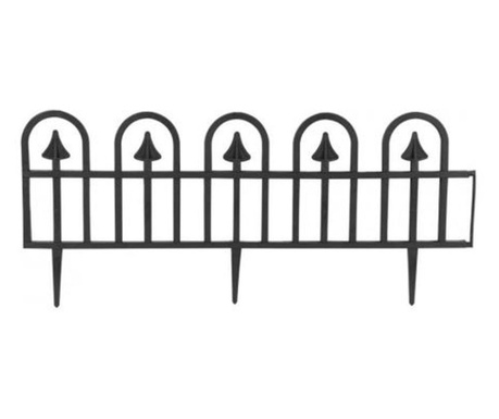 Kerti kerítés dekoratív, műanyag, fekete, 4 db-os készlet, 78x34 cm