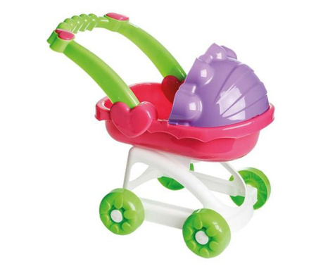 Бебешка количка за кукли, пластмасова, многоцветна, 73x46x32 см