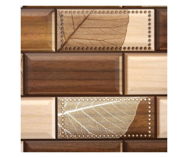 Dekoratív panel, PVC, 3D fa minta, sötétbarna árnyalatok, 96x48,5 cm