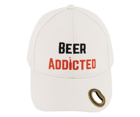 Beeraddicted шапка с отварачка, бяла  универсален размер