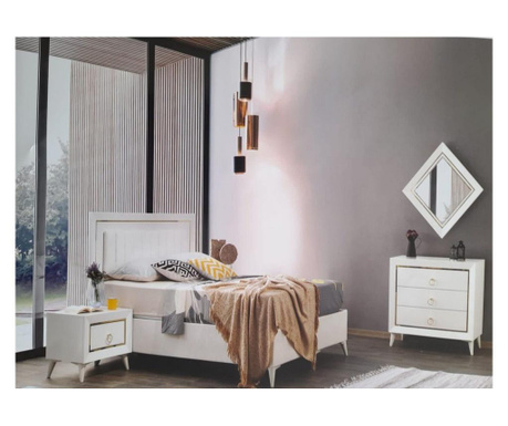 Dormitor Inci mdf alb/auriu  60 x 470 cm