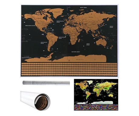 Карта на света - скреч карта със знамена