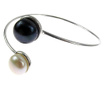 Bratara argint fixa cu perle naturale alb&negru