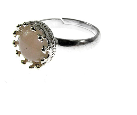Inel argint reglabil coroana cu cuart roz natural 8 mm