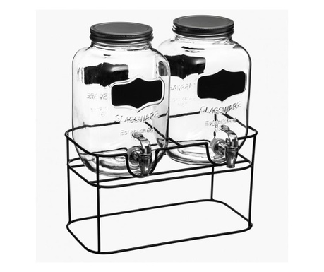 Set 2 recipiente limonada Elty, sticla, metal, 2 x 4 litri