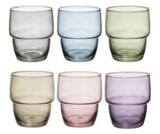 Комплект от 6 чаши RODRIG'EAU, стъклени, многоцветни, 280 ml
