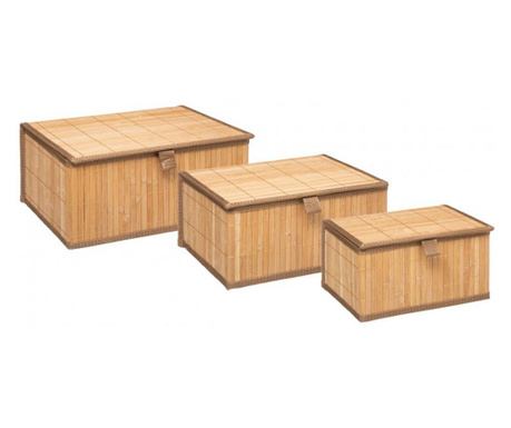 Set 3 cutii depozitare Vida, natur, bambus