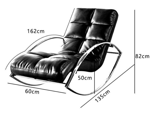 Fotoliu balansoar cu perna din piele ecologica, 162x60x82 cm, negru