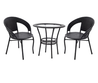 Set 2 scaune si masa din ratan interior/exterior terasa/gradina modern