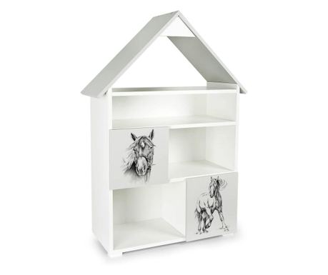 Шкаф за книги с 6 отделения Little cottage Horse print White&gray 318Q