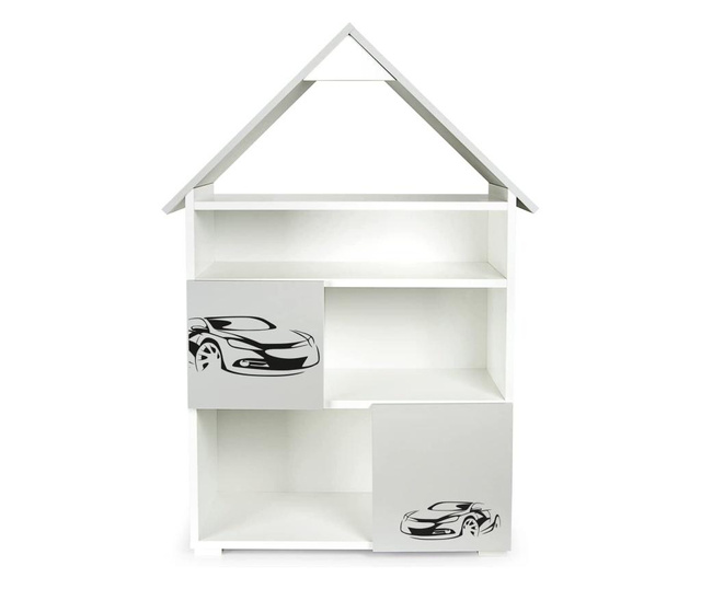 Βιβλιοθήκη με 6 διαμερίσματα Little cottage Sport Car White&gray