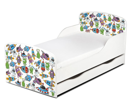 Dětská postel s matrací a šuplíkem Cosmic world 140x70 003S