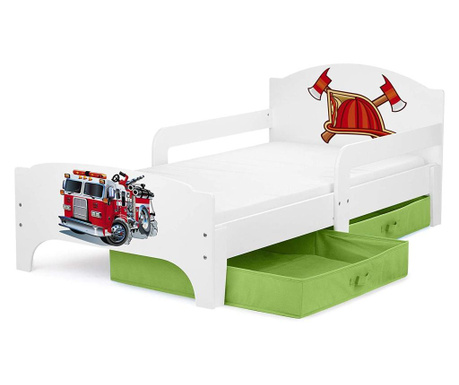 Dječji krevet s ladicama i madracem SMART Little firefighter 140x70 160000S_Z.sz