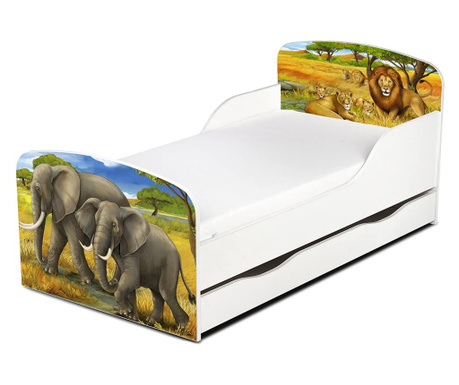 Otroška postelja z ležiščem in predalom Safari 140x70 248006S