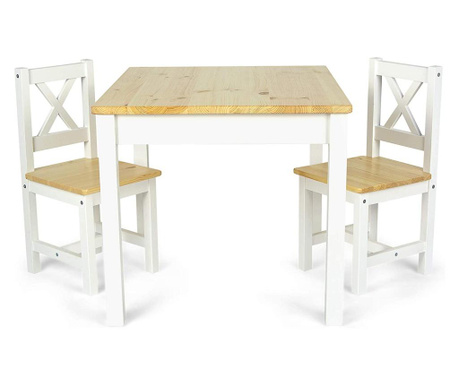 POLA White pine Asztal és 2 db szék 260