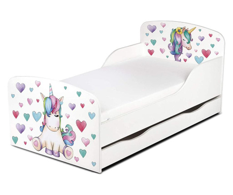 Dječji krevet s madracem i ladicom Unicorn 140x70