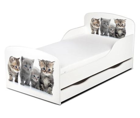 Otroška postelja z ležiščem in predalom Kittens 140x70  244187S