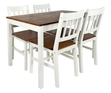 Комплект маса и 4 стола White&Walnut