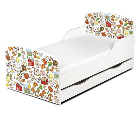 Detská posteľ s matracom a zásuvkou Little farm 140x70 248002S