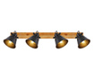 Spot lemn maro aur patinat, metal negru mat, lemn aspect stejar, 4 becuri, dulie E27, 15466S-4, Globo