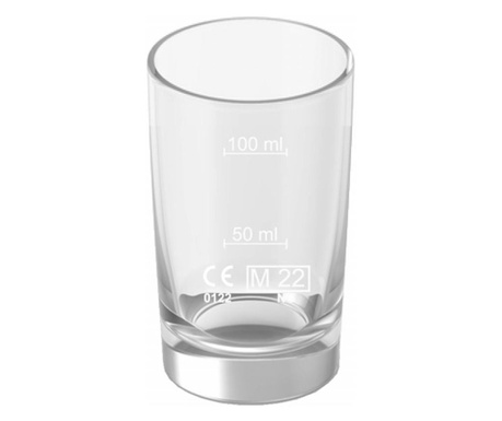 Pahar de sticla gradat pentru masurare bauturi, 50/100 ml, transparent, 10 cm