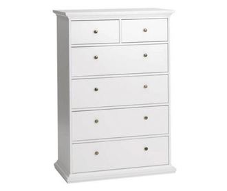 Συρταριέρα με 6 συρτάρια παλ laminated mdf λακαρισμένο λευκό Παρίσι 96x49x140 cm
