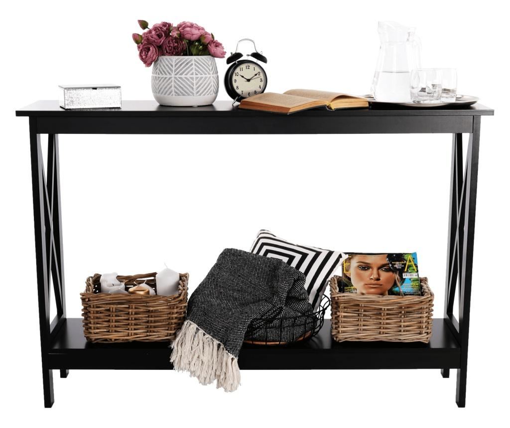 Аполос Черен MDF Конзолна маса 120x30x80 см - 10