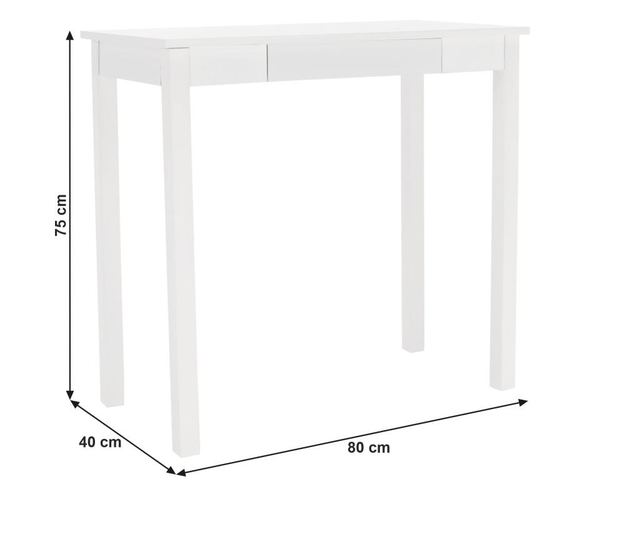 Konzola, vyrobená z bieleho mdf, Amyntas, 80x40x75 cm