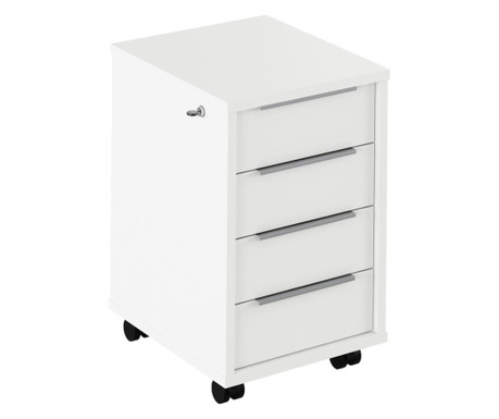 Нощно шкафче, от мдф бяло с ключалка бяло, Rioma Typ, 43x48x67 см
