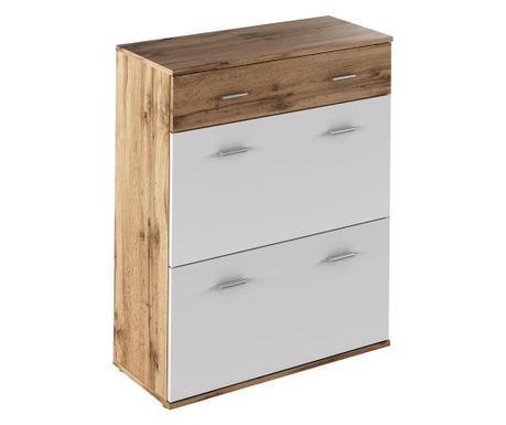 Komoda s 3 predali iz mdf rjav hrast wotan bel Cyril 80x35x99 cm