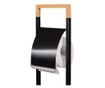 WC-papírtartó WC-kefével, fém és bambusz, fekete, 74 cm, Springos
