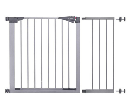 Порта, решетка, предпазна, детска защита, автоматично затваряне, с удължител 28 см, металик, сива, 79/84x75 см, Springos