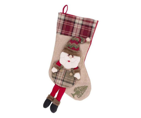 Коледна украса, чорап за подаръци с Дядо Коледа 50 см