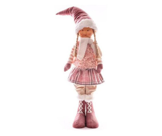 Karácsonyi dekoráció, lány, rózsaszín, 75 cm