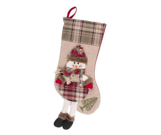 Karácsonyi dekoráció, ajándék zokni hóemberrel, 50 cm