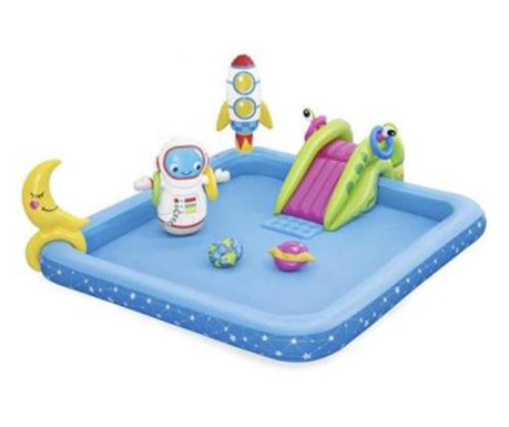 Детски надуваем басейн с пързалка и аксесоари за игра, 228x206x84 см, многоцветен, MCT-T183