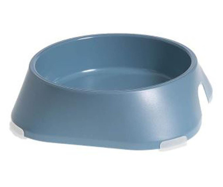 Екологична пластмасова купа за хранене на животни с противоплъзгащи опори, тъмно синя, 20,3x20,3x5,8 см, MCT-704PS