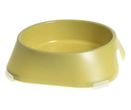 Környezetbarát műanyag állatetető tál csúszásmentes támasztékkal, sárga, 20,3x20,3x5,8 cm, MCT-711PS