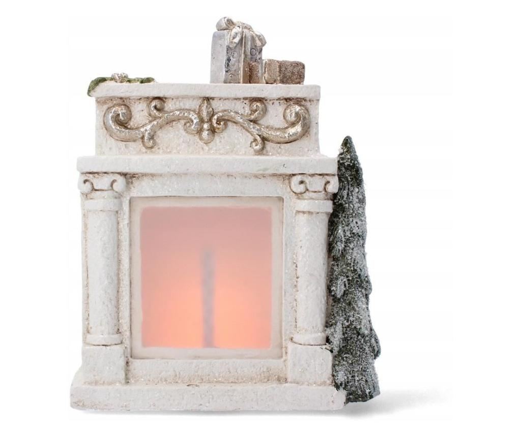 Téli dekoráció, kerámia, kandalló, LED, 3xAAA, 24x9,5x31 cm - 2