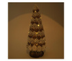 Karácsonyi dekoráció, kerámia, fenyő, fehér és barna, LED, 3xAA, 17,5x17,5x42 cm