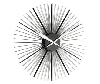Декоративен часовник Mercaton® с акрилен циферблат и метални игли, диаметър 50 см, безшумен кварц, стенен, черен със сребро
