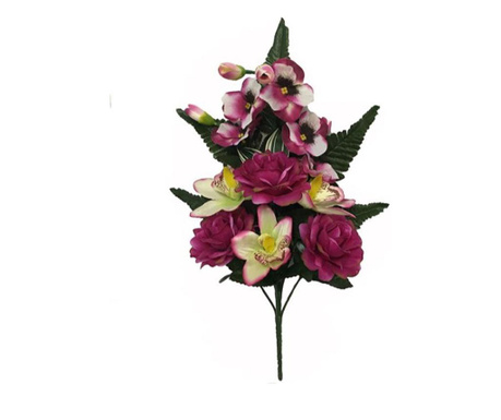 Buchet de flori artificiale, orhidee si trandafiri, lungime 35 cm