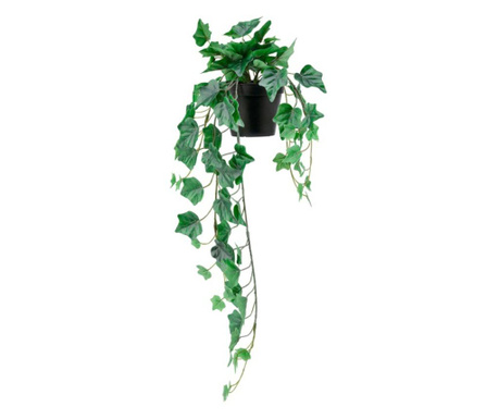 Planta curgatoare artificiala, aspect natural, iedera in ghiveci, pentru decor interior si exterior, 68 cm, verde