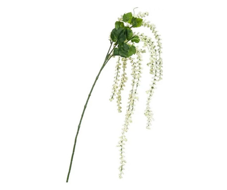 Planta curgatoare artificiala ornamentala, creanga cu tija lunga, frunze verzi si flori albe pentru decor, lungime 73 cm