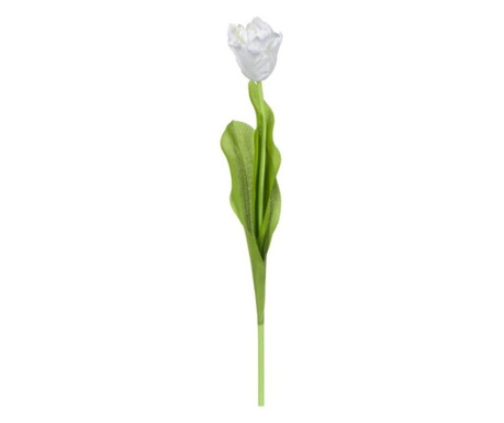 Floare artificiala decorativa, lalea alba, lungime 49 cm