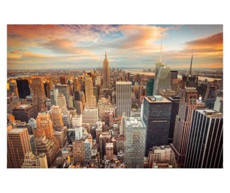 Media vászon kép, naplemente new york város felett, 105x70 cm
