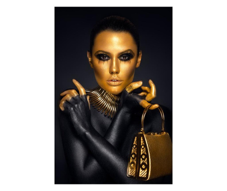 Media portert vászon kép, arany-fekete nő 3, 50x75 cm