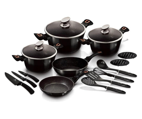 Set oale marmorate 17 piese Shiny Black Berlinger Haus BH 7045